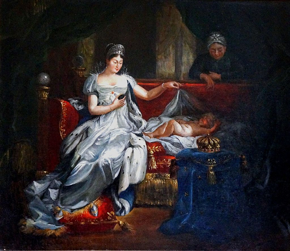 Marie-Louise d'Autriche veillant sur le sommeil du roi de Rome - Marie-Victoire-Josphine Molliex-Goz la nourrice debout